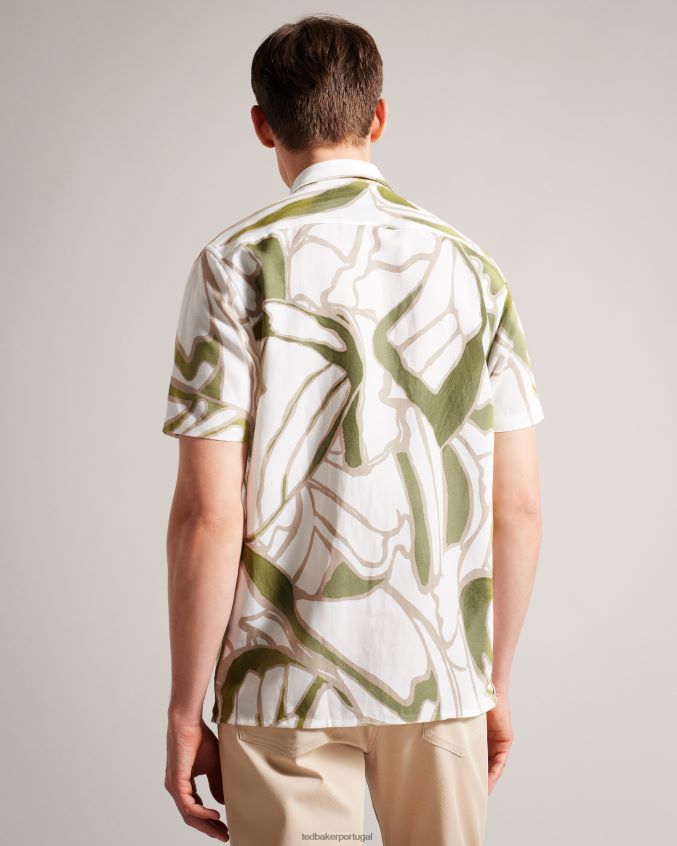 roupas Ted Baker errew camisa manga curta com estampa abstrata cru homens 8X6HDF1549