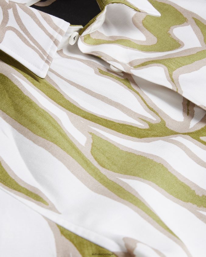 roupas Ted Baker errew camisa manga curta com estampa abstrata cru homens 8X6HDF1549