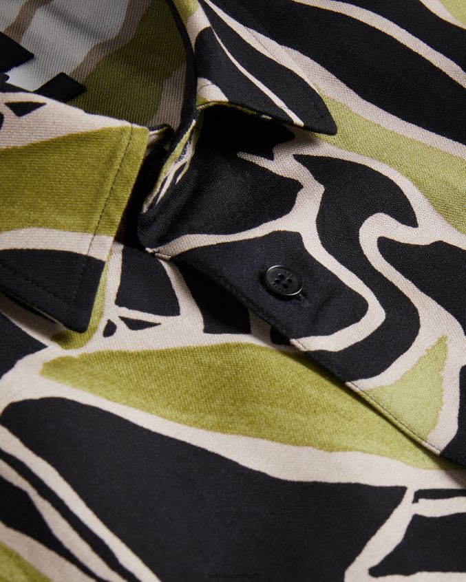 roupas Ted Baker errew camisa manga curta com estampa abstrata preto homens 8X6HDF1587
