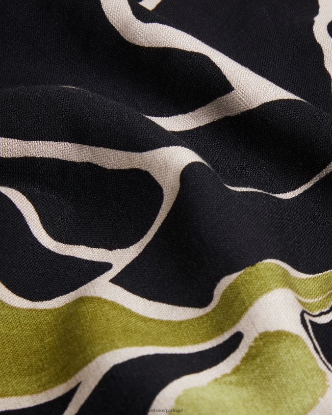 roupas Ted Baker errew camisa manga curta com estampa abstrata preto homens 8X6HDF1587