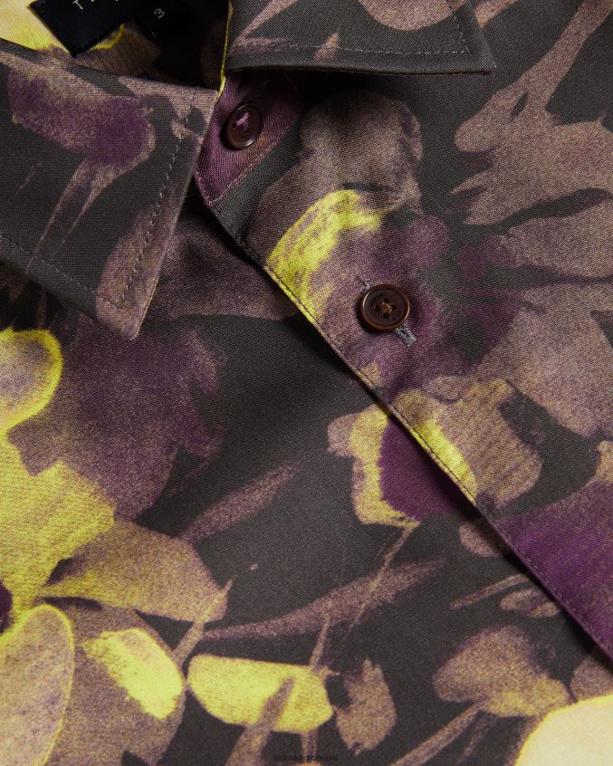 roupas Ted Baker slesho camisa manga curta com estampa aquarela multicolorido homens 8X6HDF1259