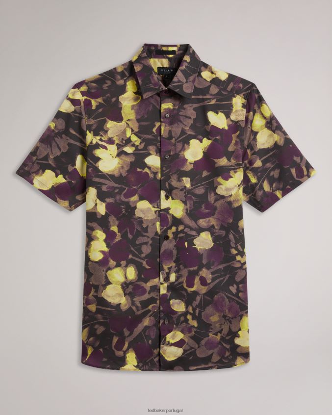 roupas Ted Baker slesho camisa manga curta com estampa aquarela multicolorido homens 8X6HDF1259