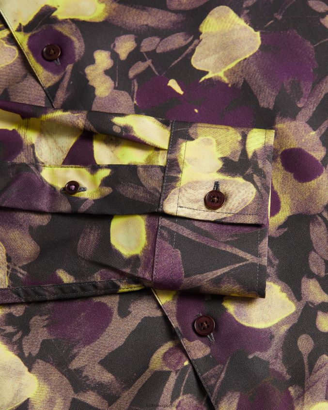 roupas Ted Baker sleven camisa manga longa com estampa aquarela multicolorido homens 8X6HDF1258