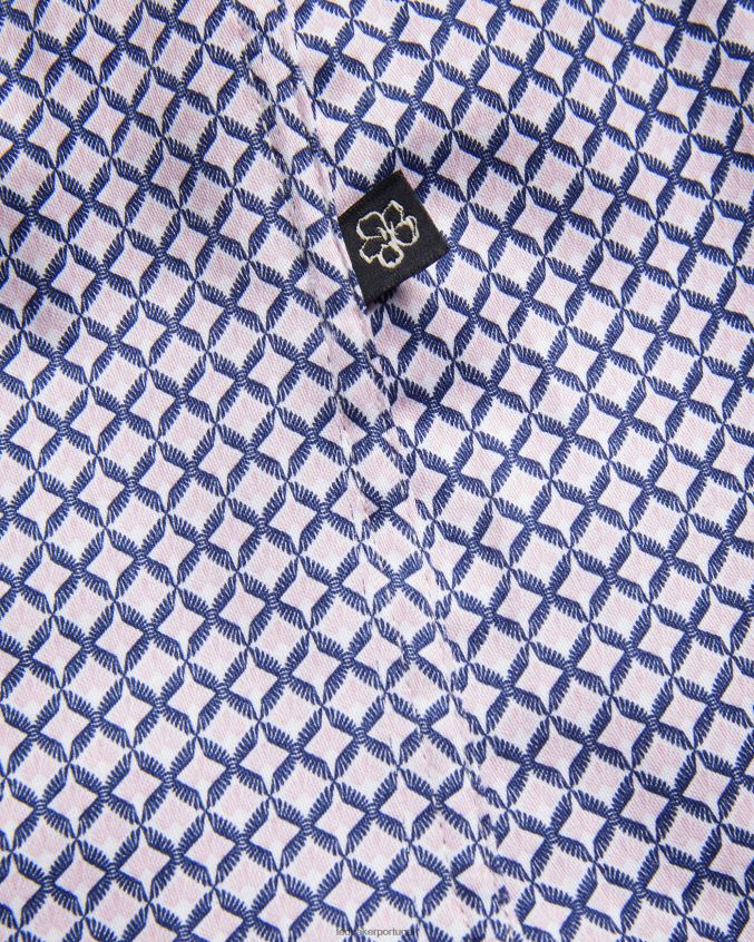 roupas Ted Baker strisho camisa manga curta com estampa geométrica Rosa pálido homens 8X6HDF1319