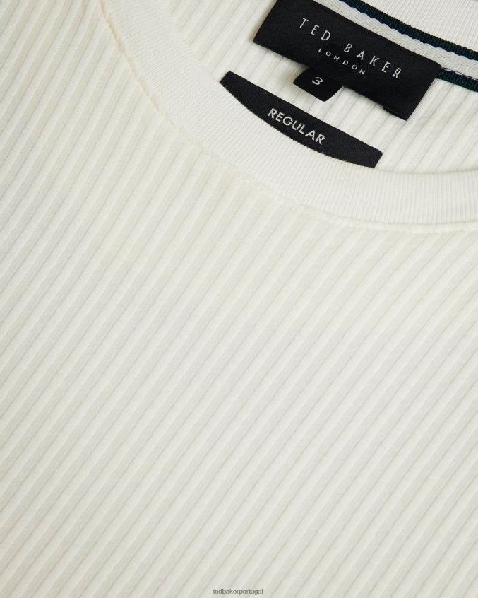 roupas Ted Baker ancinhos camiseta texturizada regular fit branco homens 8X6HDF1300
