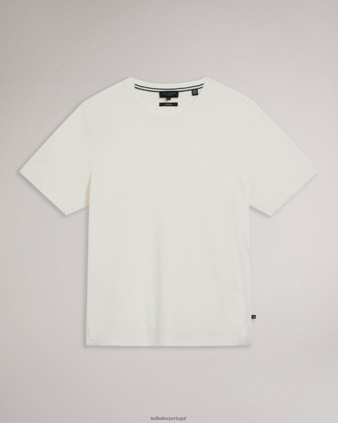 roupas Ted Baker ancinhos camiseta texturizada regular fit branco homens 8X6HDF1300