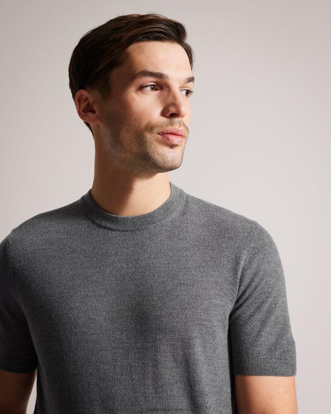 roupas Ted Baker camiseta de tricô manga curta senti carvão homens 8X6HDF1582
