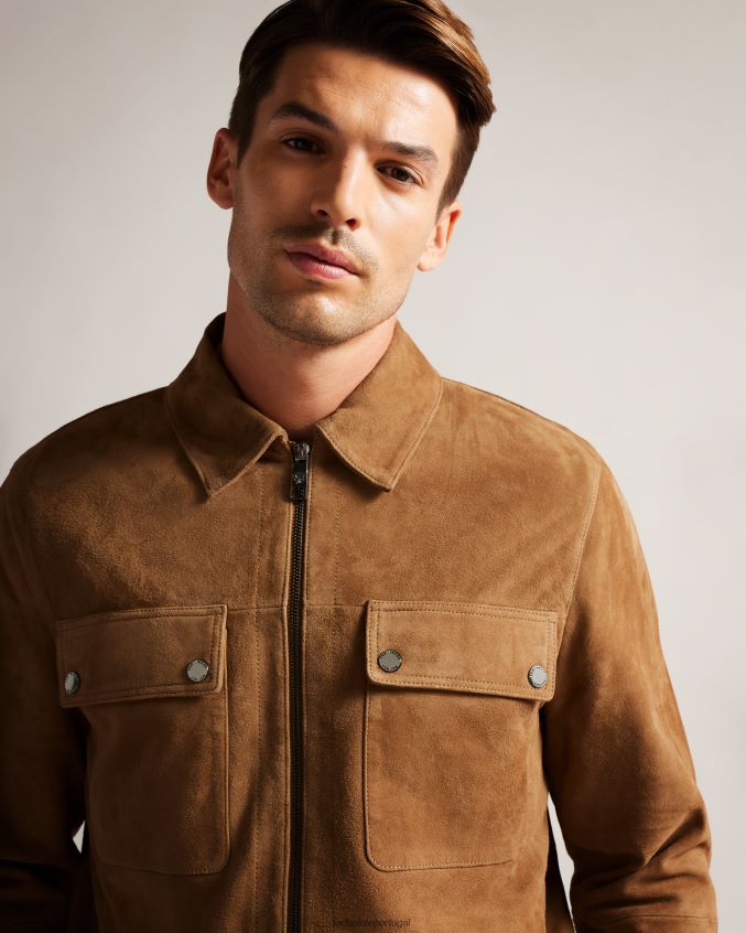 roupas Ted Baker Thierry camurça zip através do barraco camelo homens 8X6HDF1598