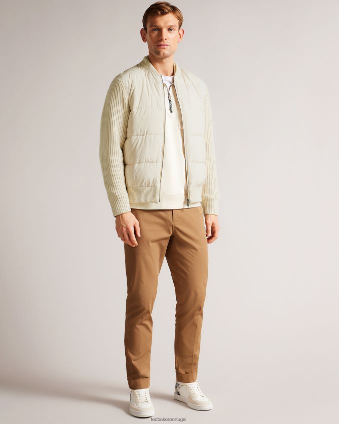roupas Ted Baker esporos de manga comprida com zíper acolchoado na jaqueta natural homens 8X6HDF1282