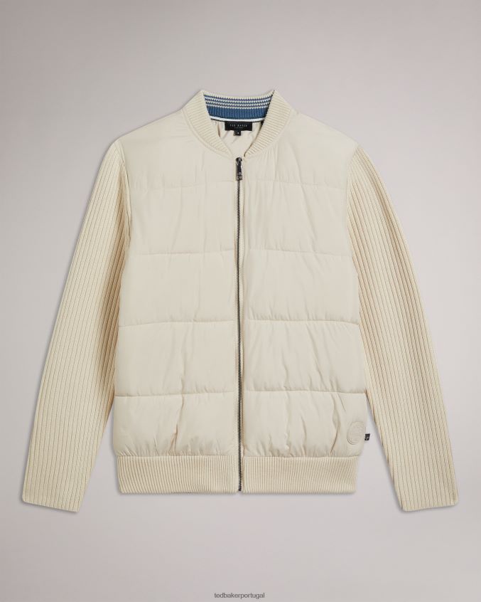 roupas Ted Baker esporos de manga comprida com zíper acolchoado na jaqueta natural homens 8X6HDF1282