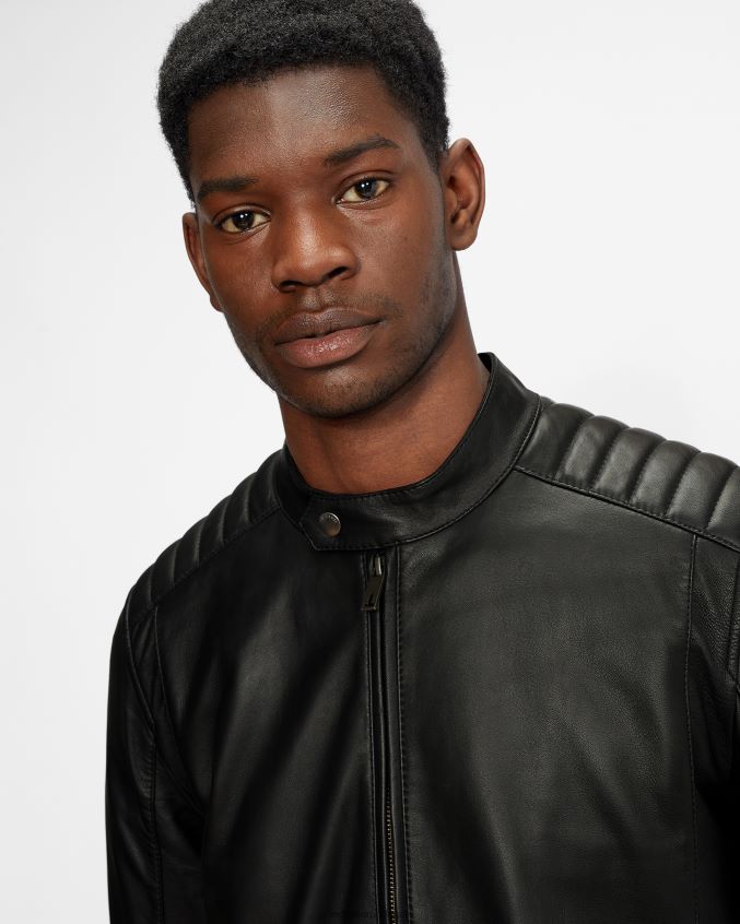 roupas Ted Baker jaqueta de couro paypa preto homens 8X6HDF1530