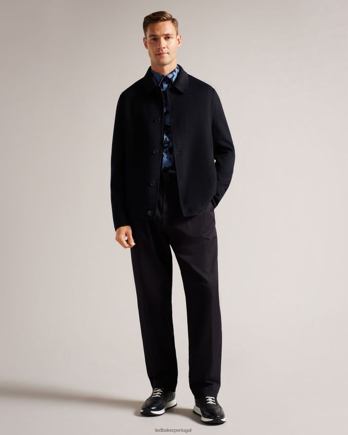 roupas Ted Baker jaqueta de gola mistura de lã sharpow marinha homens 8X6HDF1206