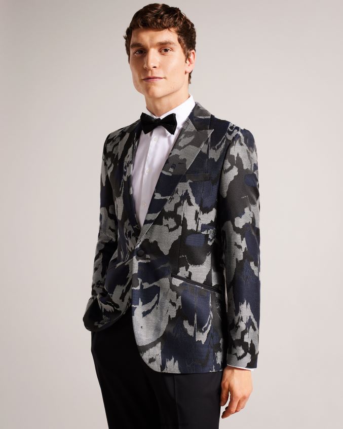 roupas Ted Baker jaqueta de noite com peito único diegan preto homens 8X6HDF1218
