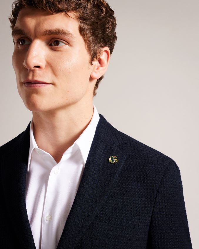 roupas Ted Baker jaqueta texturizada sem forro jvtunj marinha homens 8X6HDF1613