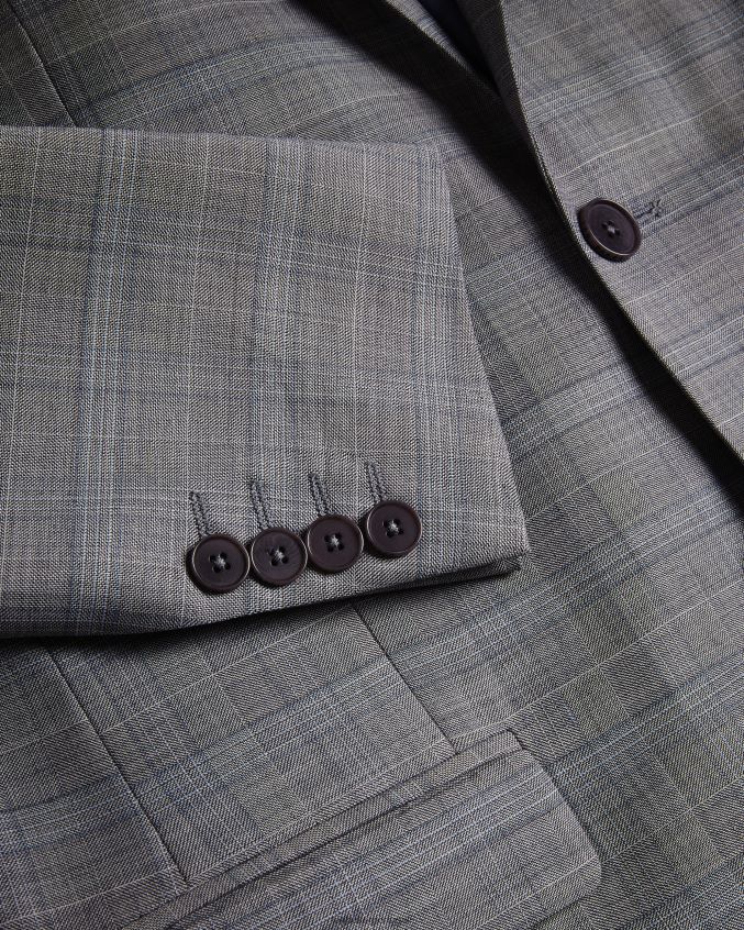 roupas Ted Baker jaqueta xadrez mesclada de lã elgoljs cinza homens 8X6HDF1374