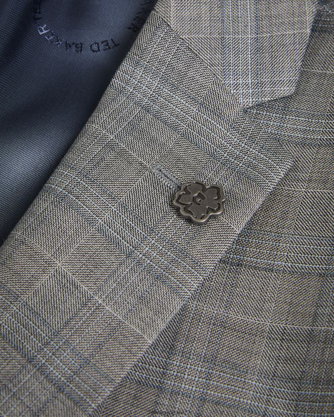 roupas Ted Baker jaqueta xadrez mesclada de lã elgoljs cinza homens 8X6HDF1374