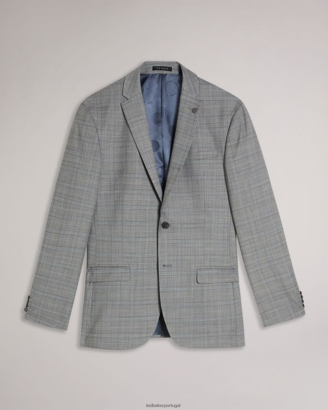 roupas Ted Baker jaqueta xadrez mesclada de lã elgoljs cinza homens 8X6HDF1374