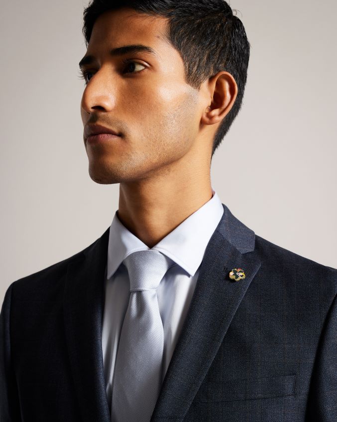 roupas Ted Baker jaqueta xadrez mistura de lã cromjs marinha homens 8X6HDF1415