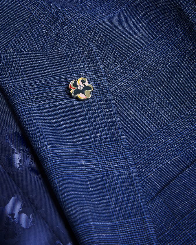 roupas Ted Baker paletó xadrez de lã e linho Audenj marinha homens 8X6HDF1359