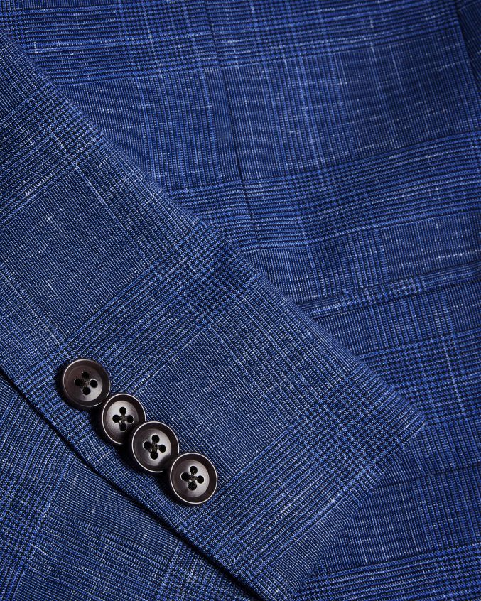 roupas Ted Baker paletó xadrez de lã e linho Audenj marinha homens 8X6HDF1359