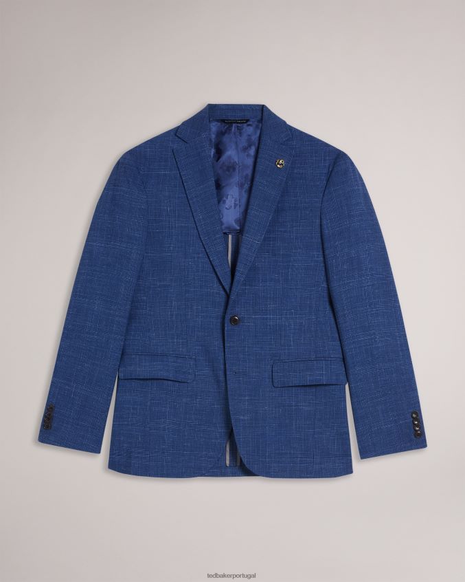 roupas Ted Baker paletó xadrez de lã e linho Audenj marinha homens 8X6HDF1359