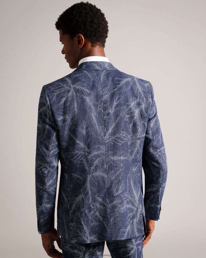 roupas Ted Baker postoj jaqueta slim fit folha marinha homens 8X6HDF1599