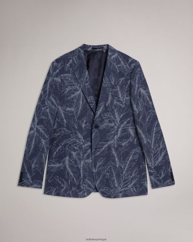 roupas Ted Baker postoj jaqueta slim fit folha marinha homens 8X6HDF1599