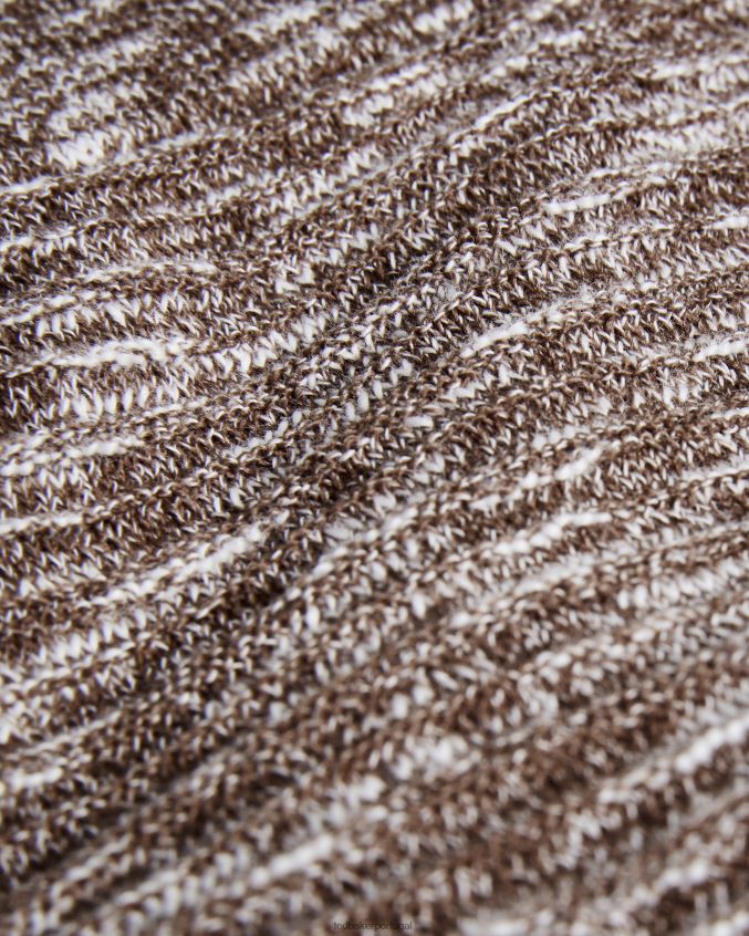 roupas Ted Baker camisa pólo marmorizada com gola aberta plantr marrom escuro homens 8X6HDF1602