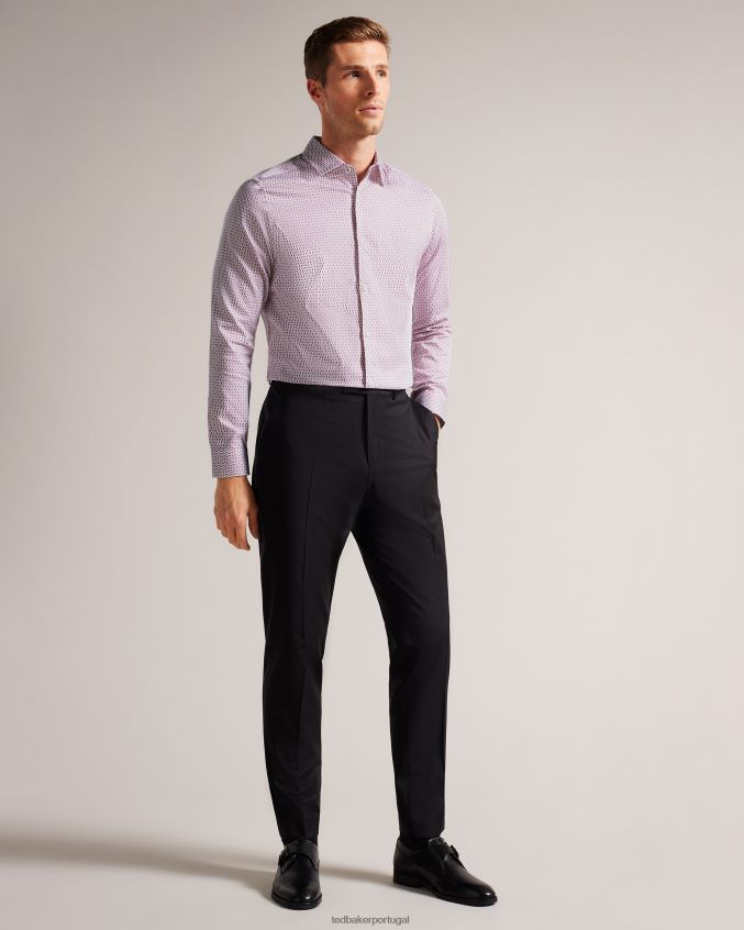 roupas Ted Baker camisa conifur manga longa com estampa geométrica circular luz rosa homens 8X6HDF1229