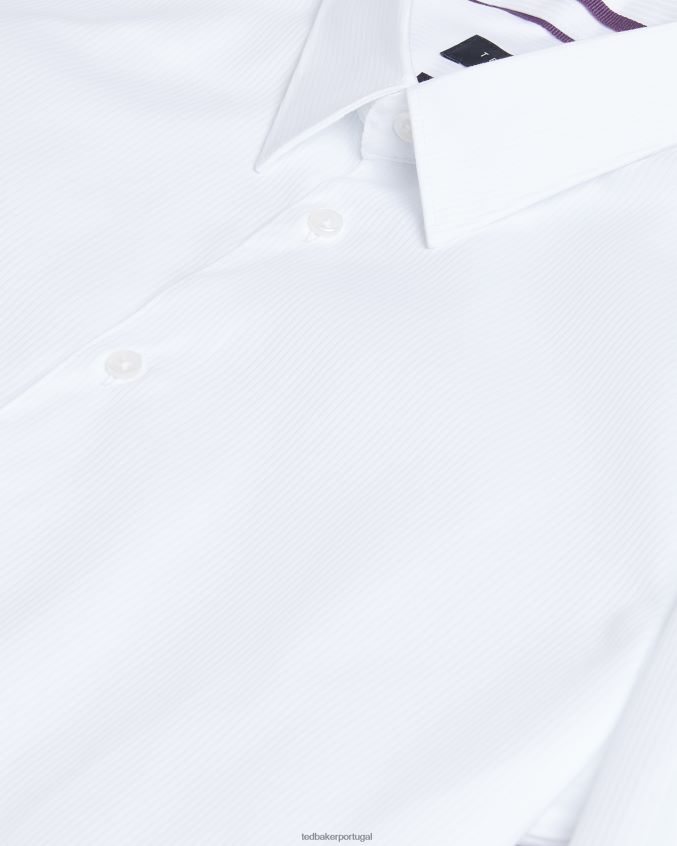 roupas Ted Baker camisa listrada texturizada manga longa haless branco homens 8X6HDF1486