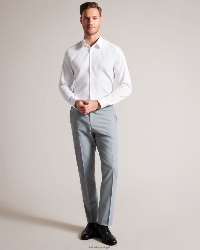 roupas Ted Baker camisa listrada texturizada manga longa haless branco homens 8X6HDF1486