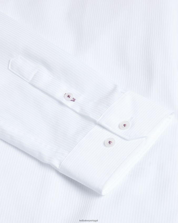 roupas Ted Baker camisa listrada texturizada manga longa haless branco homens 8X6HDF1486