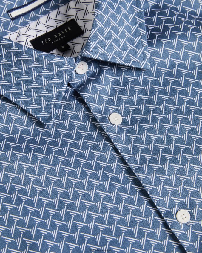 roupas Ted Baker camisa manga longa com estampa geométrica willuw azul homens 8X6HDF1223