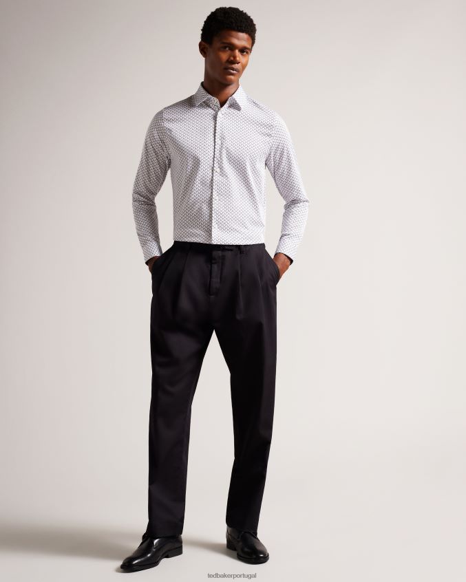 roupas Ted Baker camisa manga longa com estampa geométrica willuw branco homens 8X6HDF1232