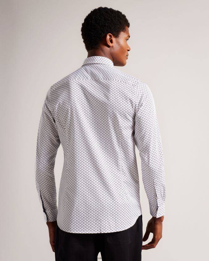 roupas Ted Baker camisa manga longa com estampa geométrica willuw branco homens 8X6HDF1232