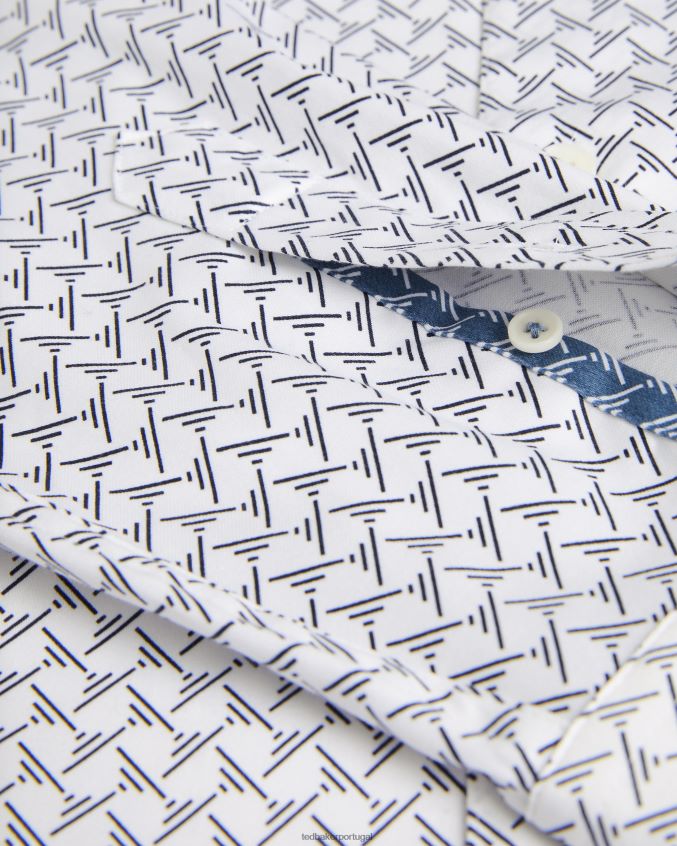 roupas Ted Baker camisa manga longa com estampa geométrica willuw branco homens 8X6HDF1232