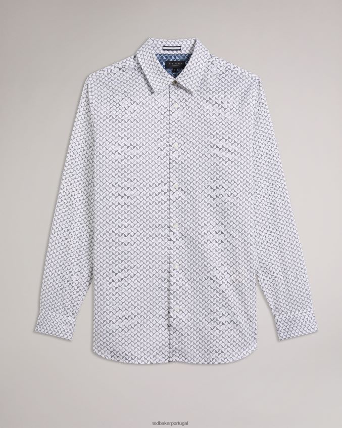 roupas Ted Baker camisa manga longa com estampa geométrica willuw branco homens 8X6HDF1232