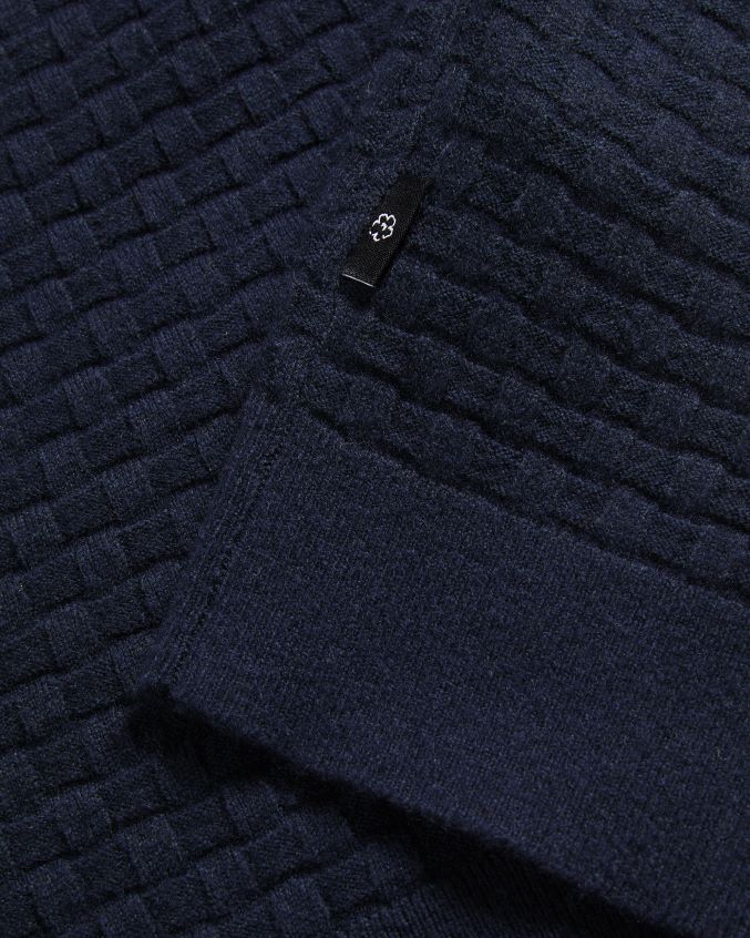 roupas Ted Baker lentic manga longa com gola redonda texturizada marinha homens 8X6HDF1246