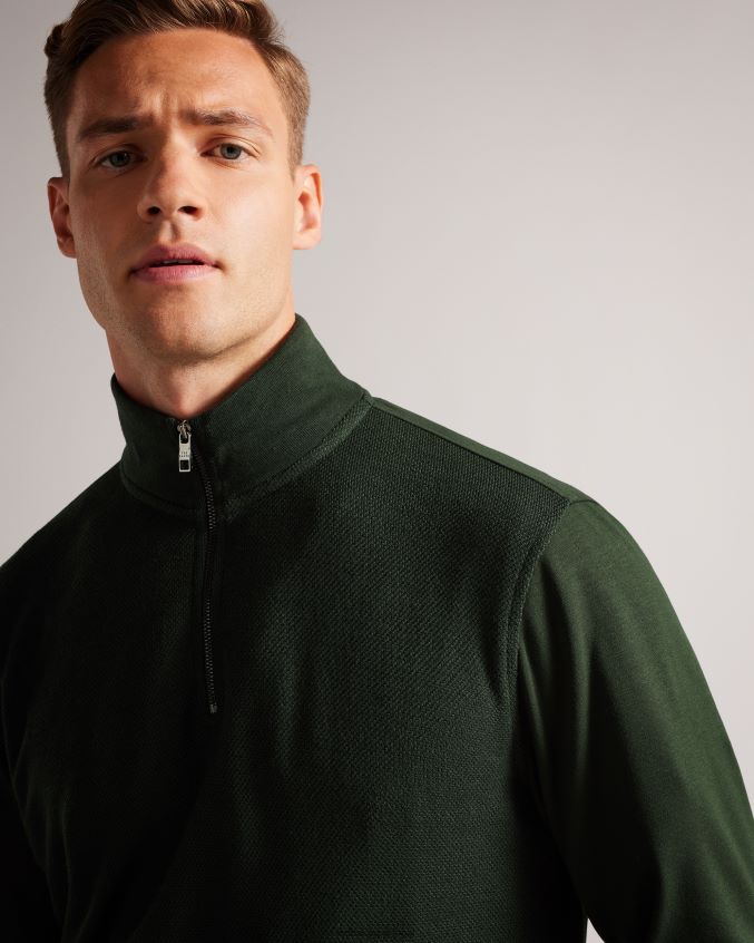 roupas Ted Baker suéter sanot manga longa com gola funil cáqui homens 8X6HDF1281