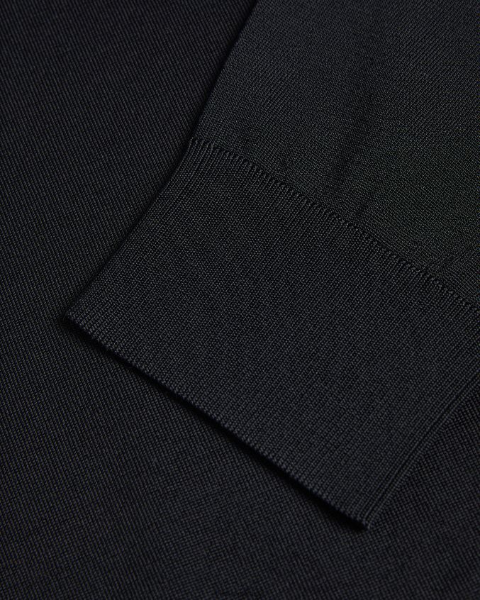 roupas Ted Baker viba polo regular de rayon com meio zíper e manga comprida preto homens 8X6HDF1554