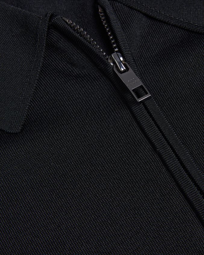 roupas Ted Baker viba polo regular de rayon com meio zíper e manga comprida preto homens 8X6HDF1554