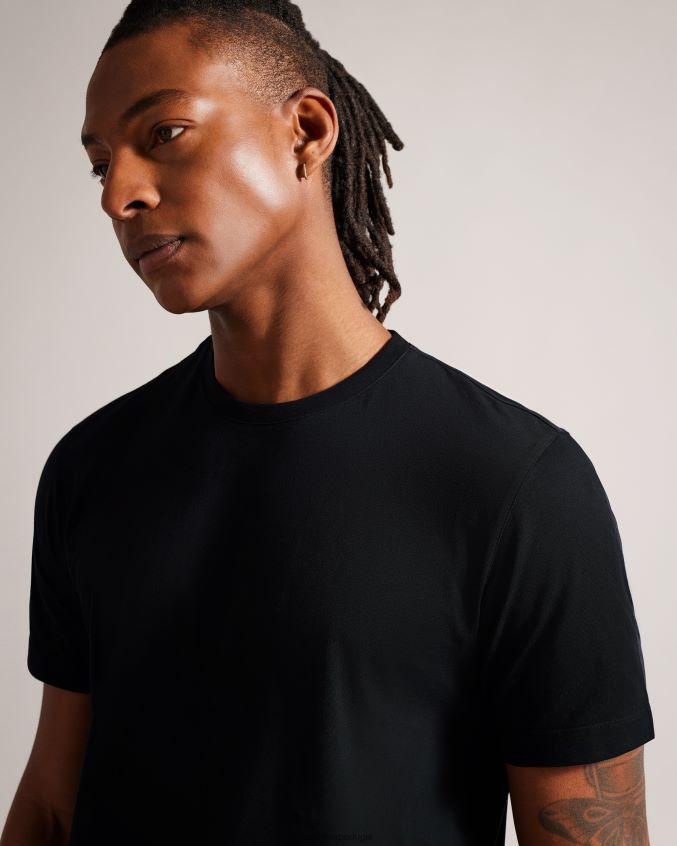 roupas Ted Baker Camiseta lisa de manga curta e ajuste regular Tywinn preto homens 8X6HDF1513