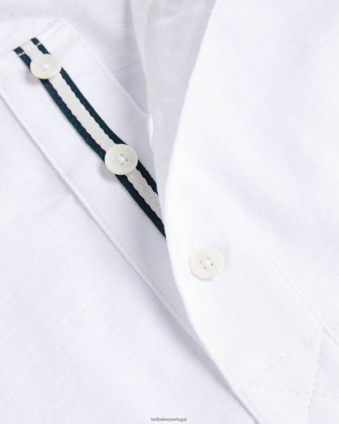 roupas Ted Baker camisa henley manga curta duddin branco homens 8X6HDF1208