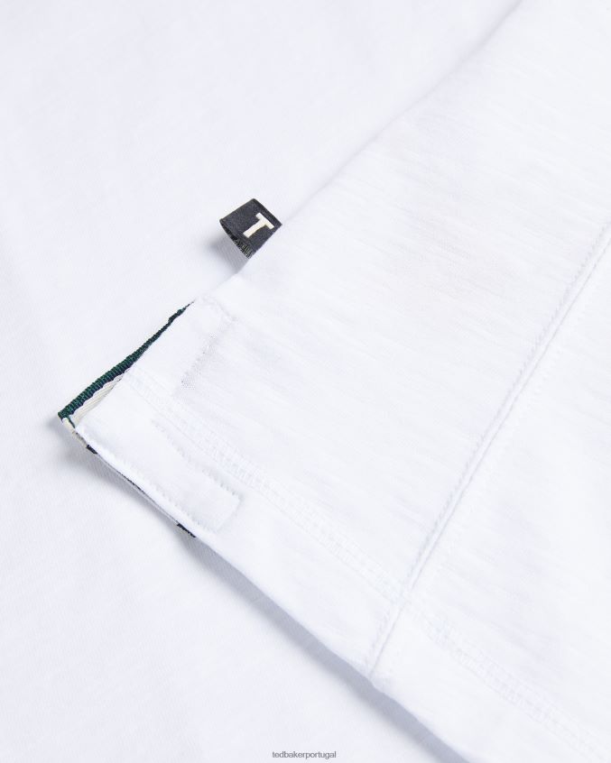 roupas Ted Baker camisa henley manga curta duddin branco homens 8X6HDF1208