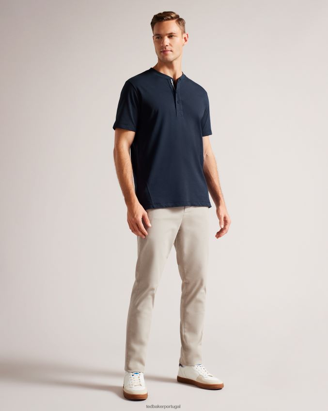 roupas Ted Baker camisa henley manga curta duddin marinha homens 8X6HDF1265