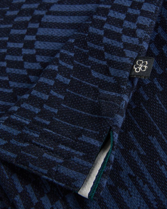 roupas Ted Baker camisa pólo jacquard manga curta ono marinha homens 8X6HDF1444