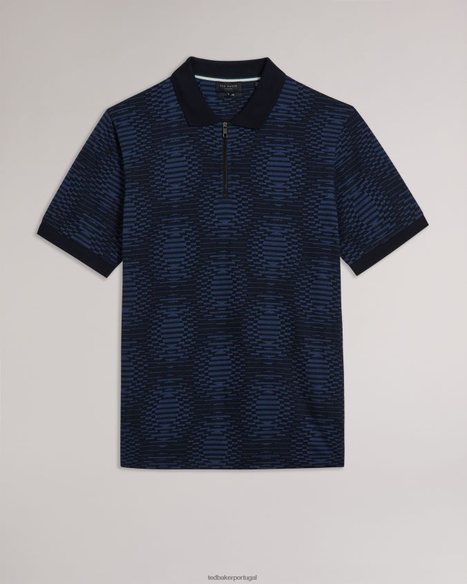 roupas Ted Baker camisa pólo jacquard manga curta ono marinha homens 8X6HDF1444