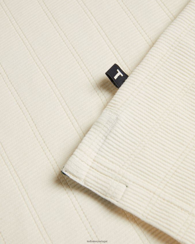 roupas Ted Baker camisa polo abloom manga curta com zíper natural homens 8X6HDF1272