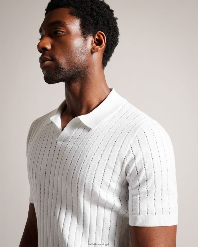 roupas Ted Baker camisa polo botany manga curta gola aberta branco homens 8X6HDF1465