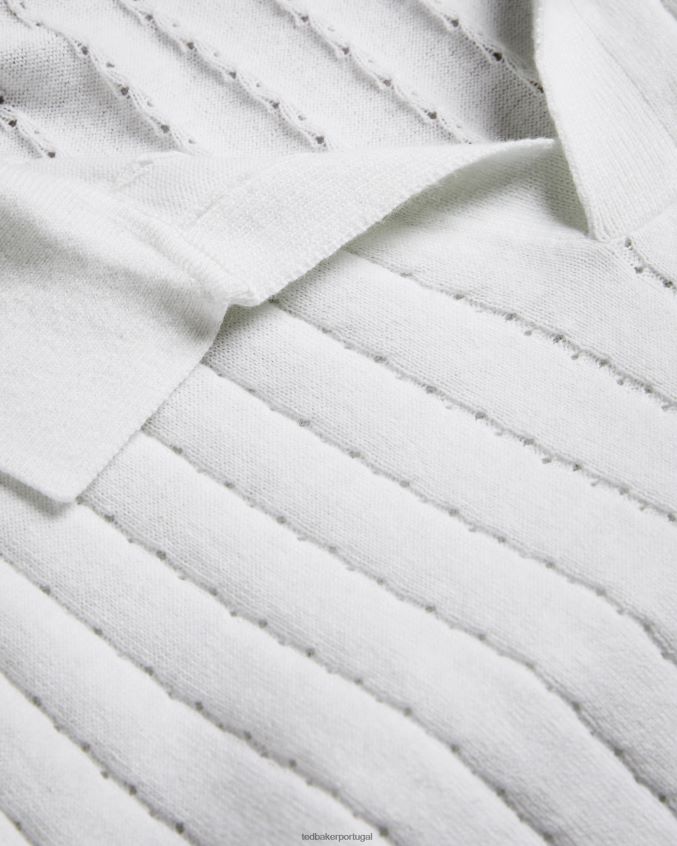 roupas Ted Baker camisa polo botany manga curta gola aberta branco homens 8X6HDF1465